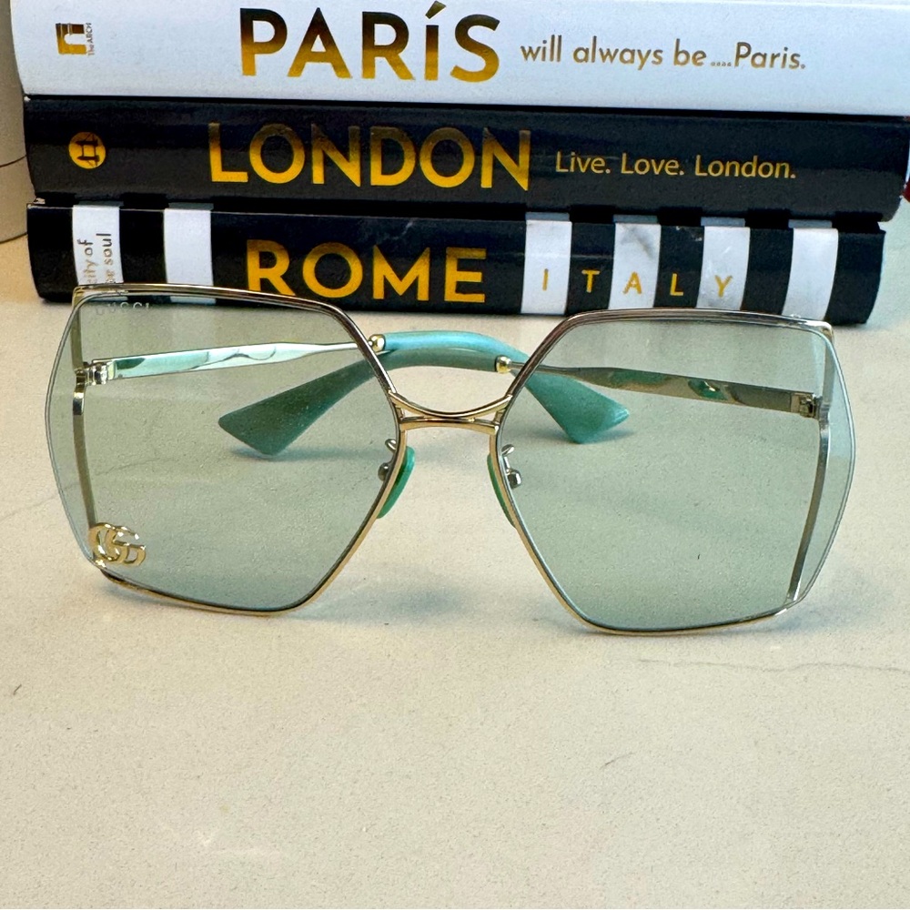 Chic Gold and Green Sunglasses